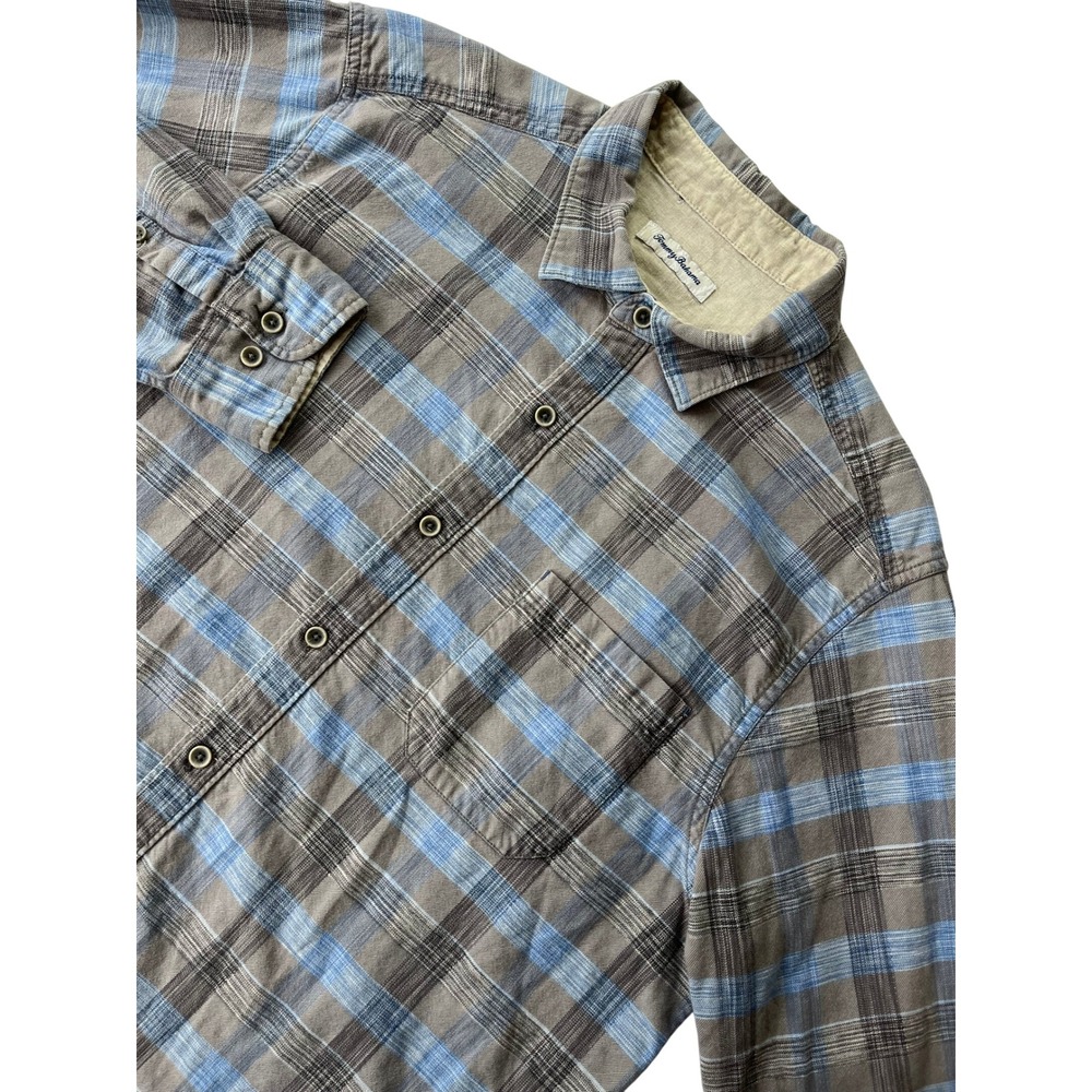 Tommy Bahama Plaid Flannel Long Sleeve Shirt Men's Casual Button Up Large Blue